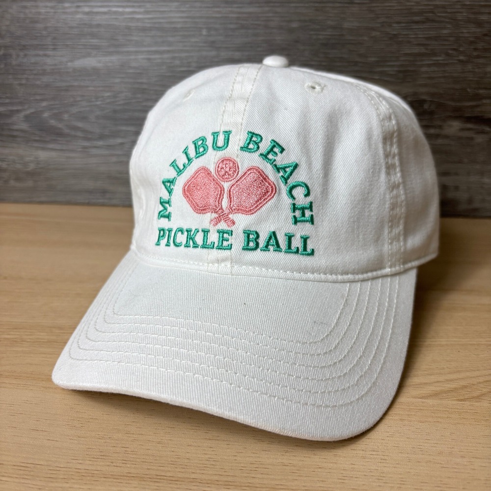 Malibu Beach Pickle Ball‎ Hat Strap Back Womens White Adjustable